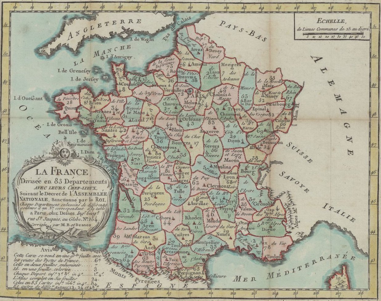 Carte de la France en 1790 : l'Enclave est rattachée au Vaucluse